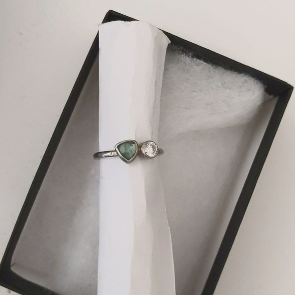 Garnish Jewellery Jewelry - Garnish Jewellery Ring in Green Tourmaline and Cubic Zirconia w/ Sterling Silver